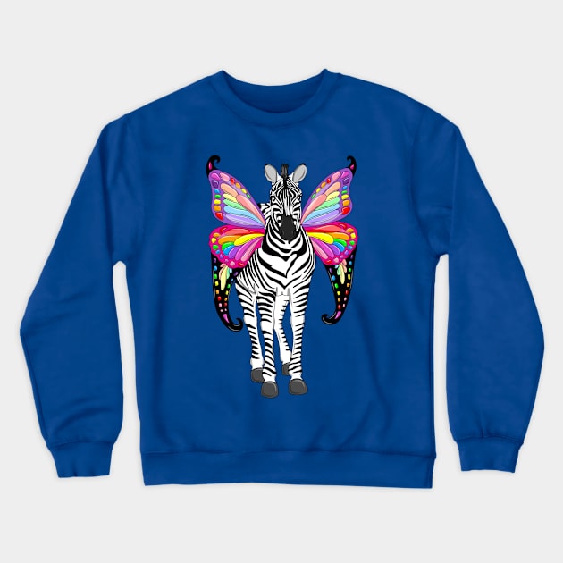 Zebra with rainbow wings Crewneck Sweatshirt by MelanieJeyakkumar